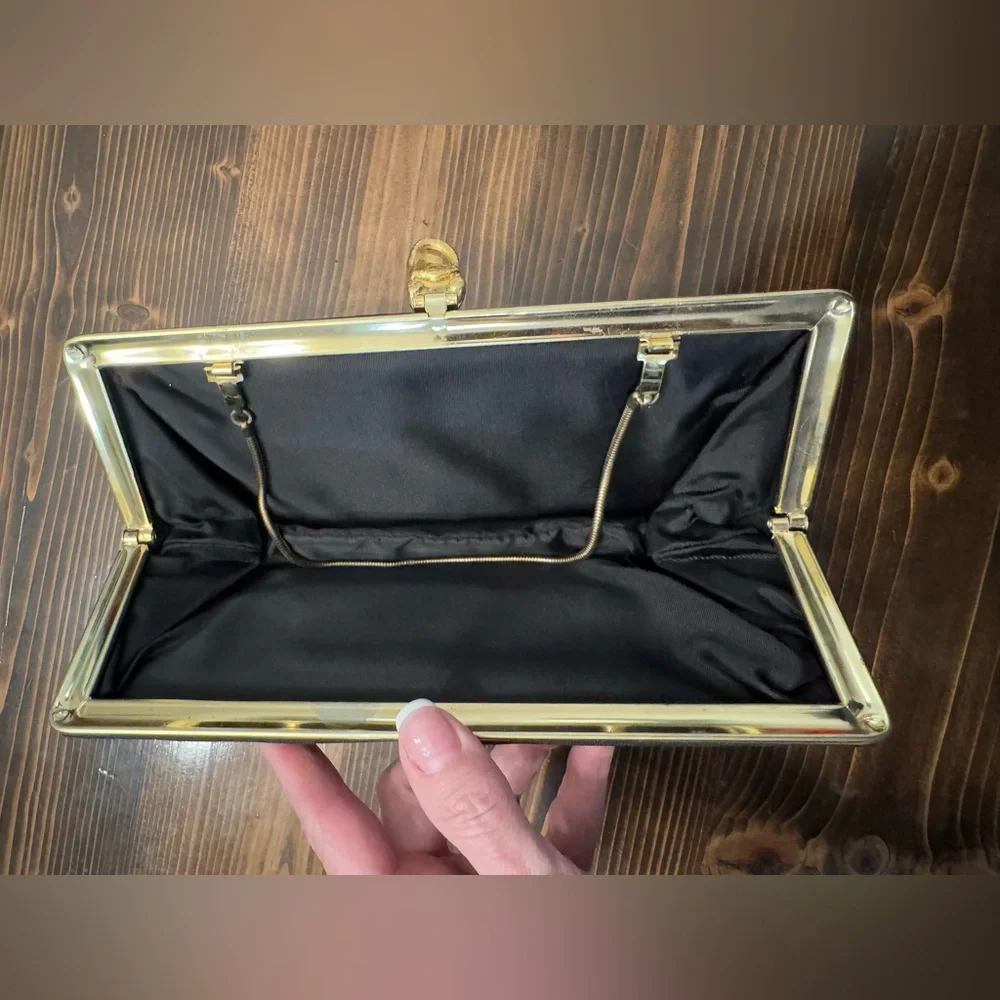 Vintage‎ Elegant Black Clutch with Gold Accents